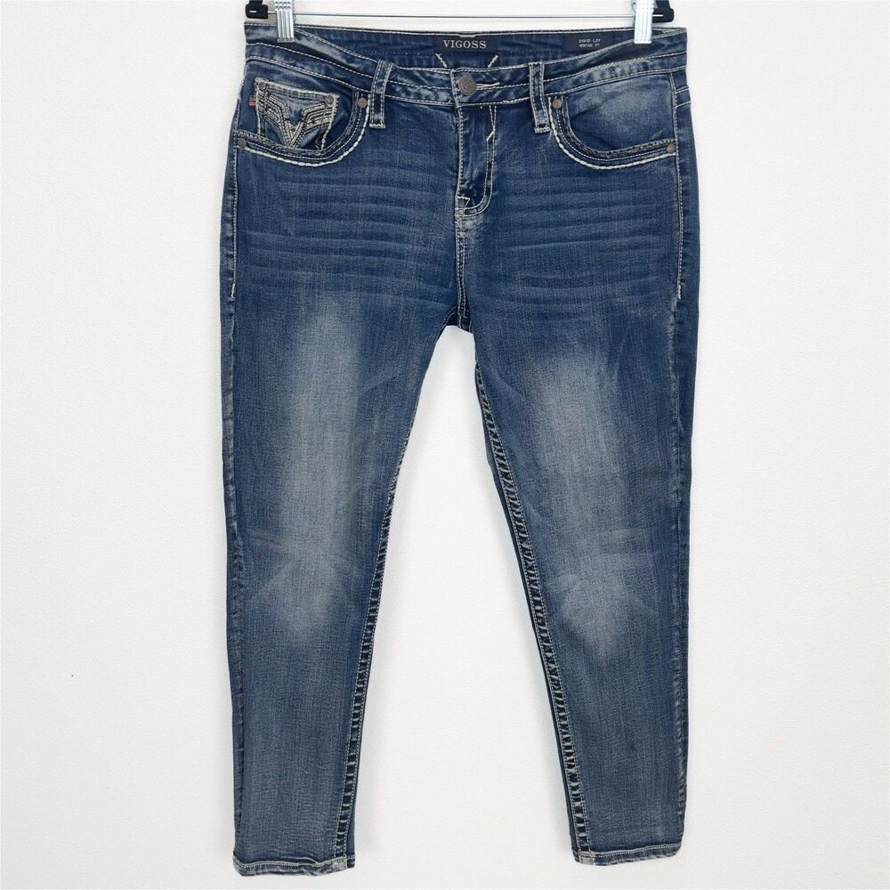 Vigoss Jeans‎ Womens 11/12 Blue Skinny Heritage Fit Thick Stitch Western Denim